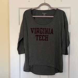 Champion Gray Scoop Neck Virginia Tech Graphic Top